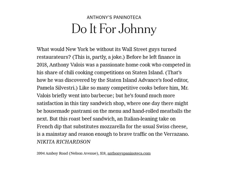 Best Sandwich by NY Times